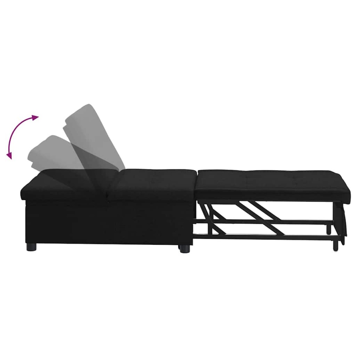 vidaXL Καναπές Κρεβάτι Μαύρο 194 x 50 x 82 εκ. ύφασμα