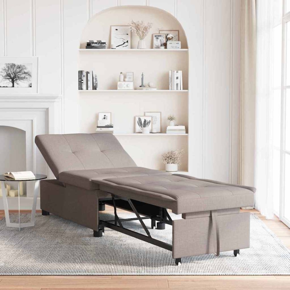 vidaXL Καναπές Κρεβάτι Taupe 194 x 50 x 82 εκ. ύφασμα