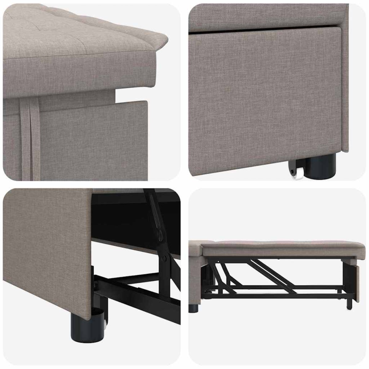 vidaXL Καναπές Κρεβάτι Taupe 194 x 50 x 82 εκ. ύφασμα