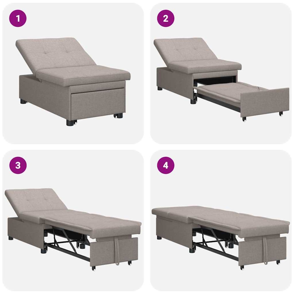 vidaXL Καναπές Κρεβάτι Taupe 194 x 50 x 82 εκ. ύφασμα