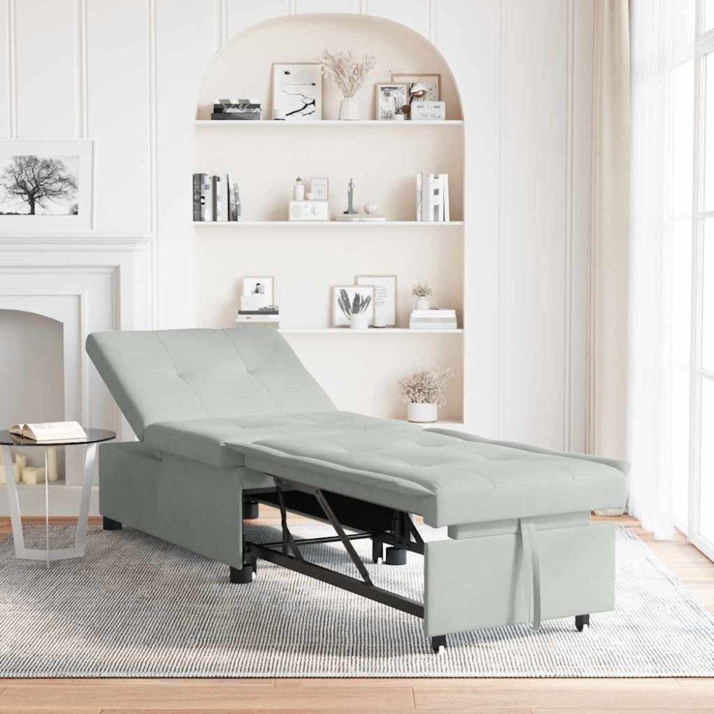 vidaXL Κρεβάτι καναπές Ανοιχτό γκρι 194 x 67 x 82 εκ Βελούδο