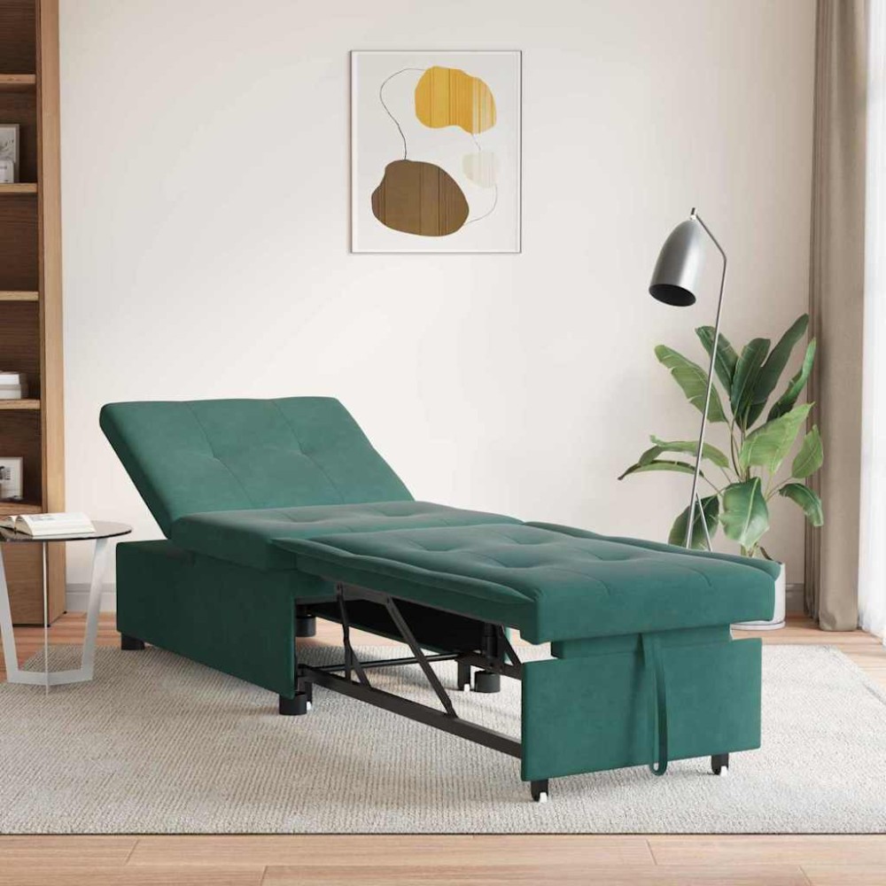 vidaXL Κρεβάτι καναπές Σκούρο Πράσινο 194 x 67 x 82 εκ Βελούδο