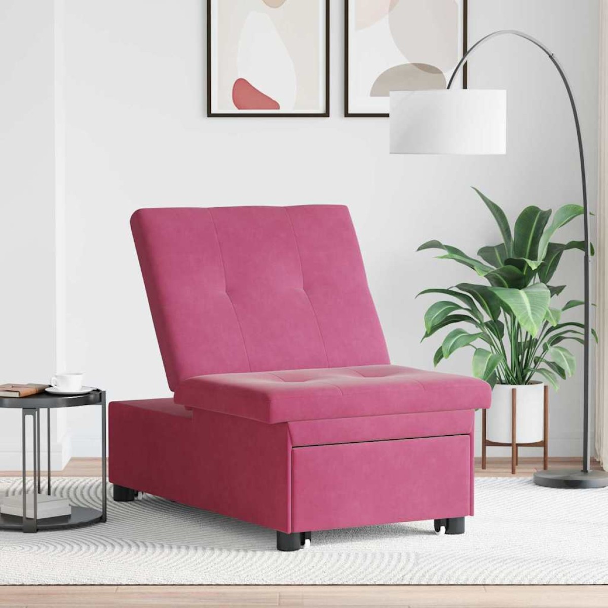 vidaXL Κρεβάτι καναπές Κόκκινο 194 x 67 x 82 εκ Βελούδο