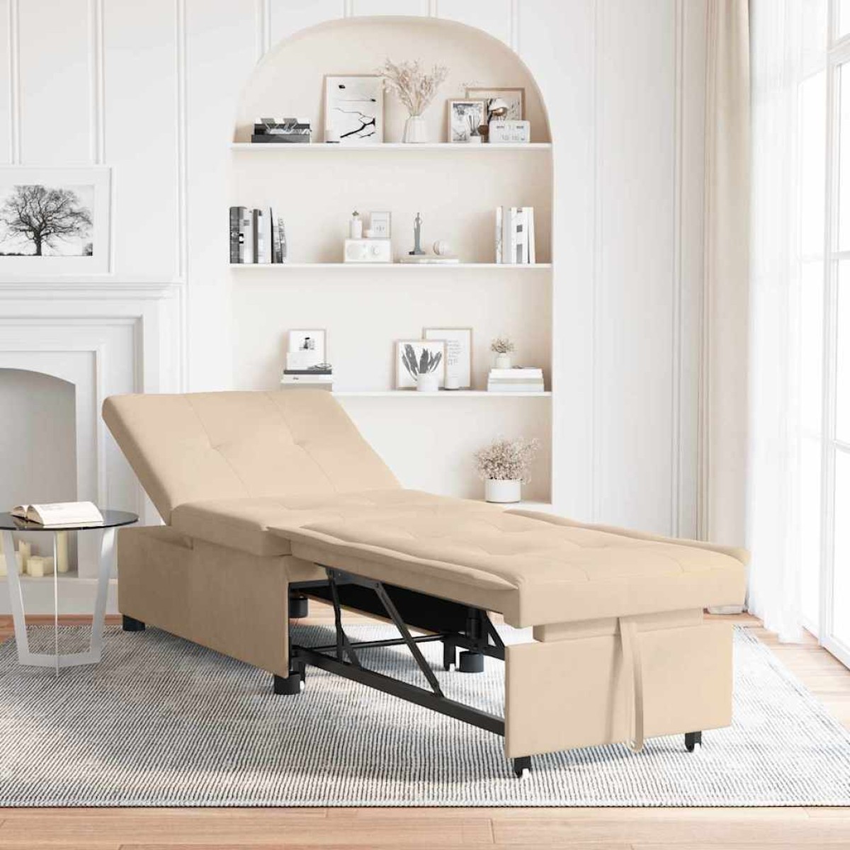 vidaXL Καναπές Κρεβάτι Κρεμ 194 x 67 x 82 εκ Μικροΐνες