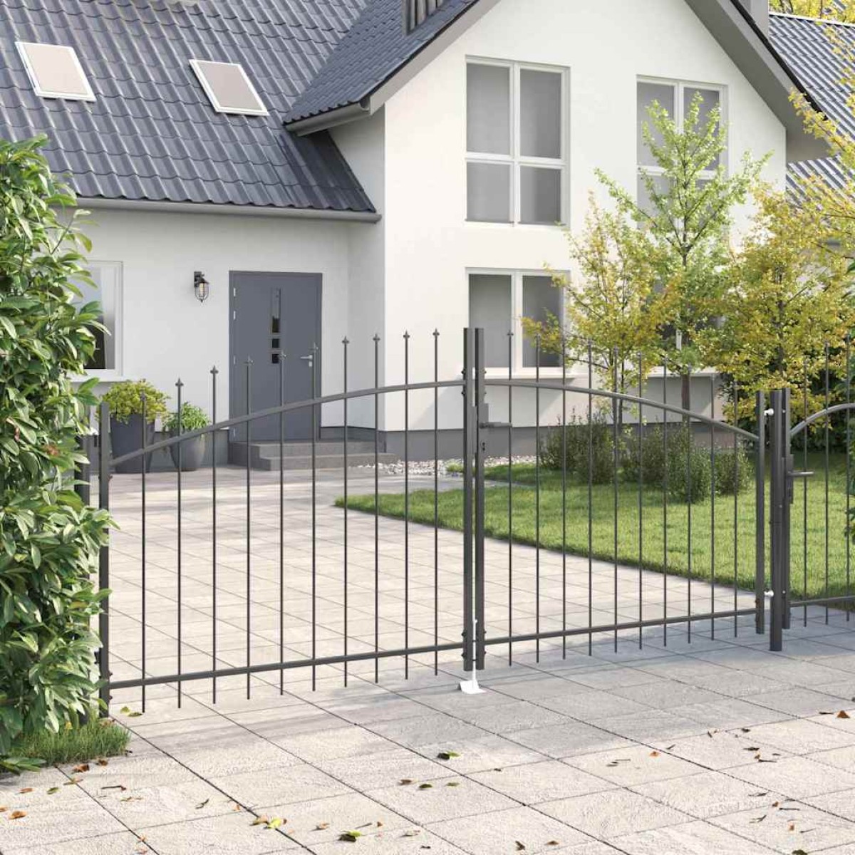 vidaXL Διπλή Πύλη WOERDEN 299,5 x 149,5 εκ. Ατσάλι Γκρι Κλειδώσιμο