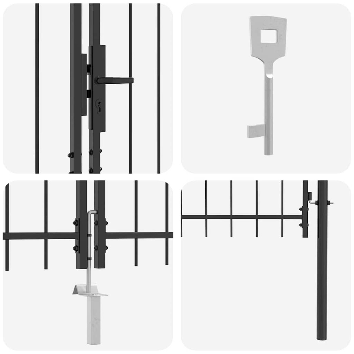 vidaXL Διπλή Πύλη WOERDEN 299,5 x 149,5 εκ. Ατσάλι Γκρι Κλειδώσιμο