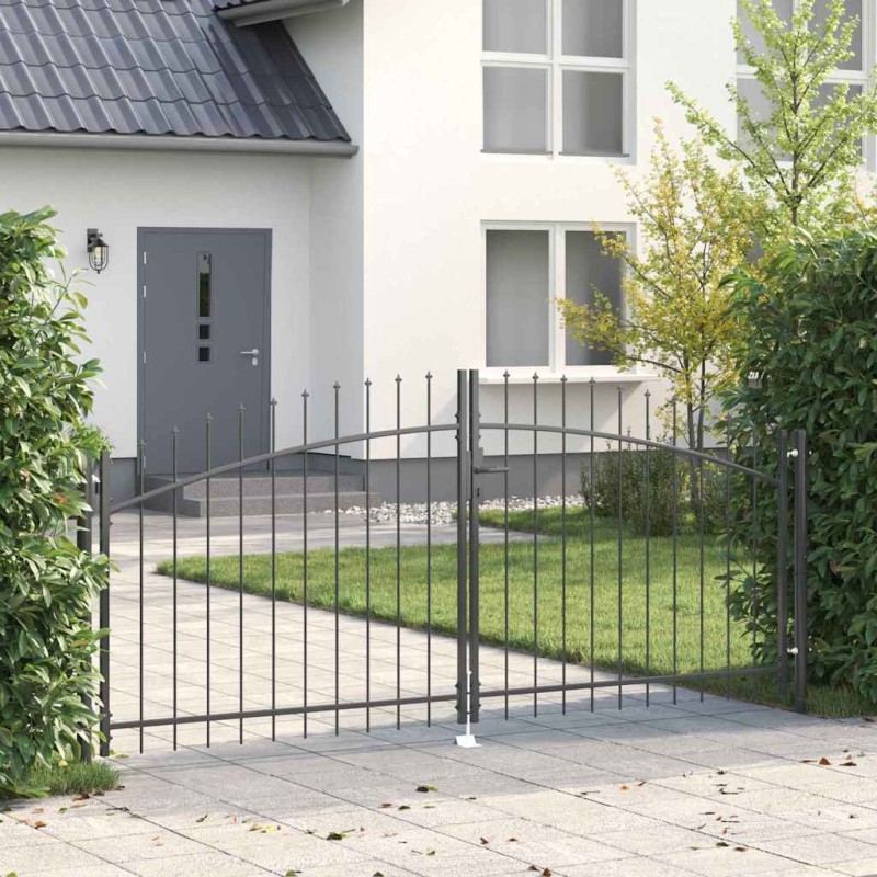 vidaXL Διπλή Πύλη WOERDEN 299,5 x 149,5 εκ. Ατσάλι Γκρι Κλειδώσιμο