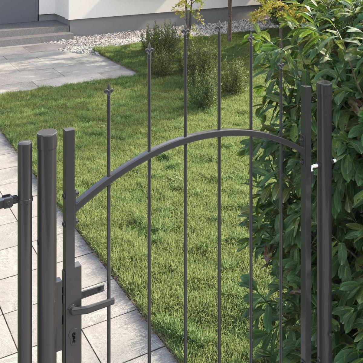vidaXL Πύλη Κήπου WOERDEN 175 x 100 εκ. Ατσάλι Γκρι Κλειδώσιμο