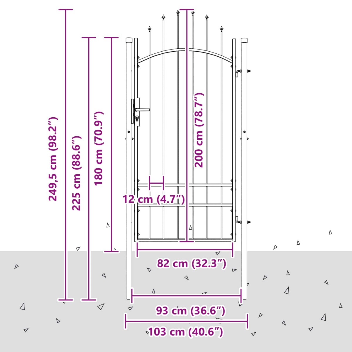 vidaXL Πύλη Κήπου WOERDEN 200 x 100 cm Ατσάλι Γκρι Κλειδώσιμο