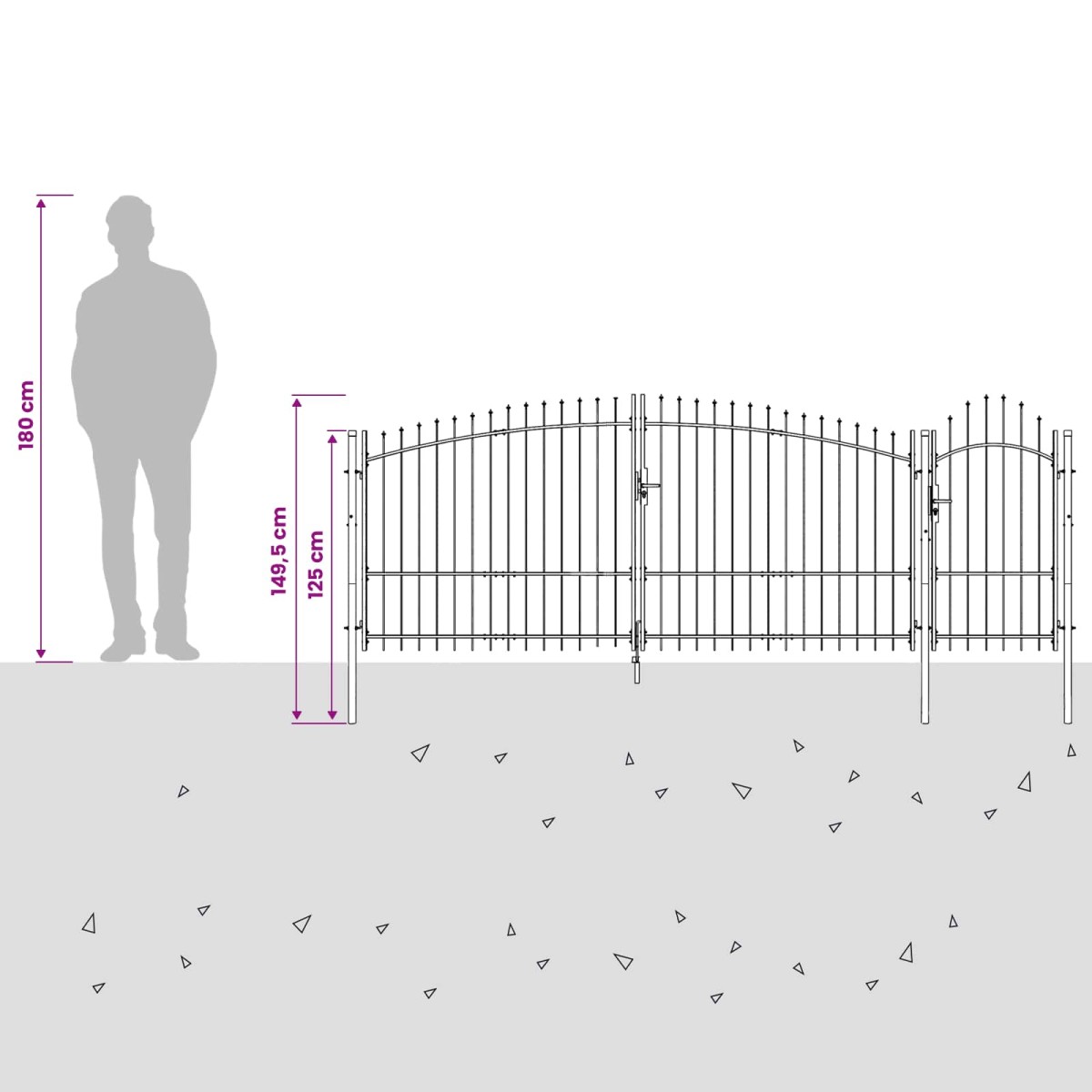 vidaXL Πύλη Κήπου WOERDEN 100 x 400 cm Ατσάλι Γκρι Κλειδώσιμο