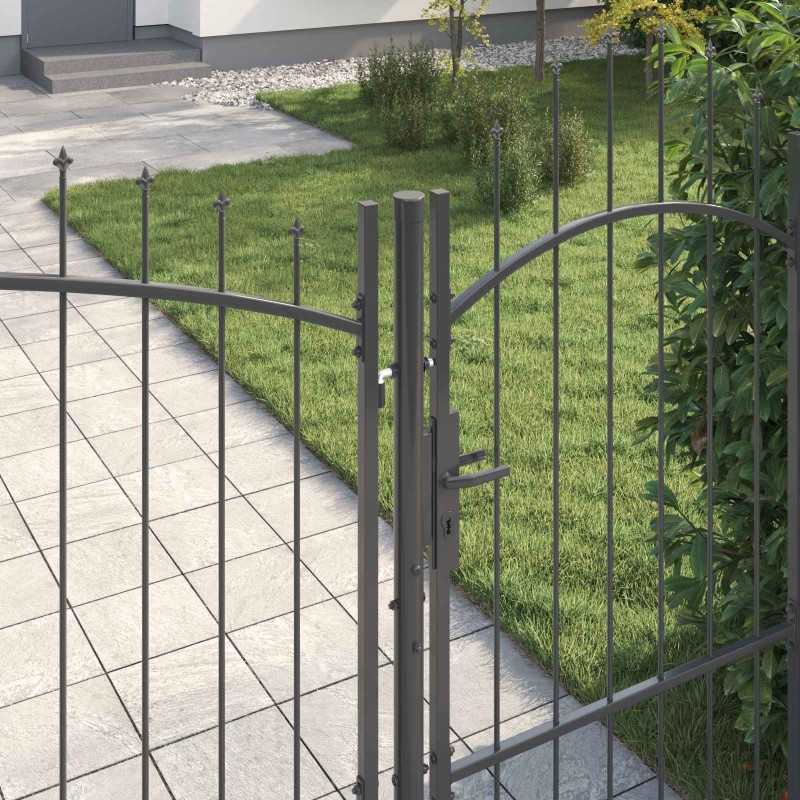 vidaXL Πύλη Κήπου WOERDEN 175 x 400 εκ Ατσάλι Γκρι Κλειδώσιμο