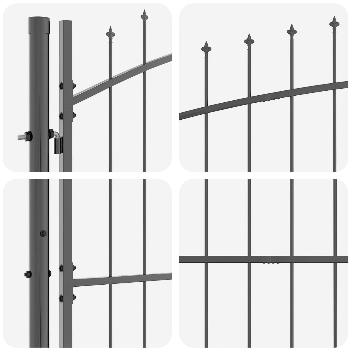 vidaXL Πύλη Κήπου WOERDEN 100 x 500 cm Ατσάλι Γκρι Κλειδώσιμο