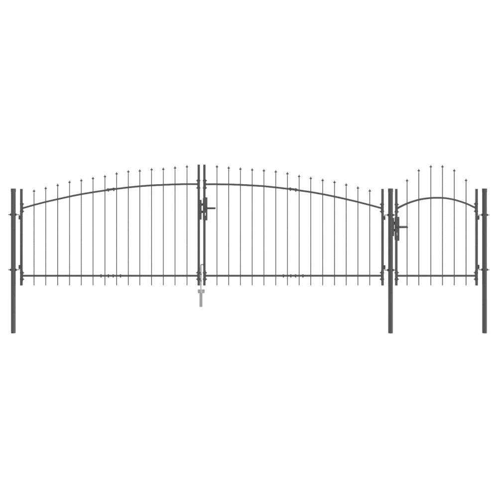 vidaXL Πύλη Κήπου WOERDEN 125 x 500 εκ Ατσάλι Γκρι Κλειδώσιμο