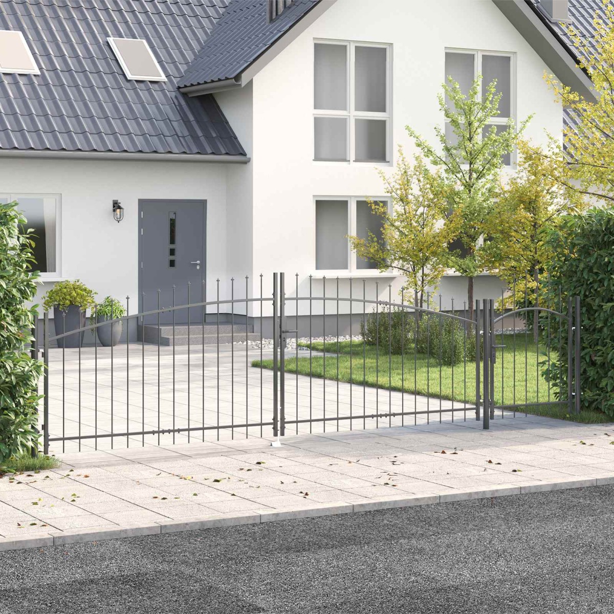 vidaXL Πύλη Κήπου WOERDEN 125 x 500 εκ Ατσάλι Γκρι Κλειδώσιμο