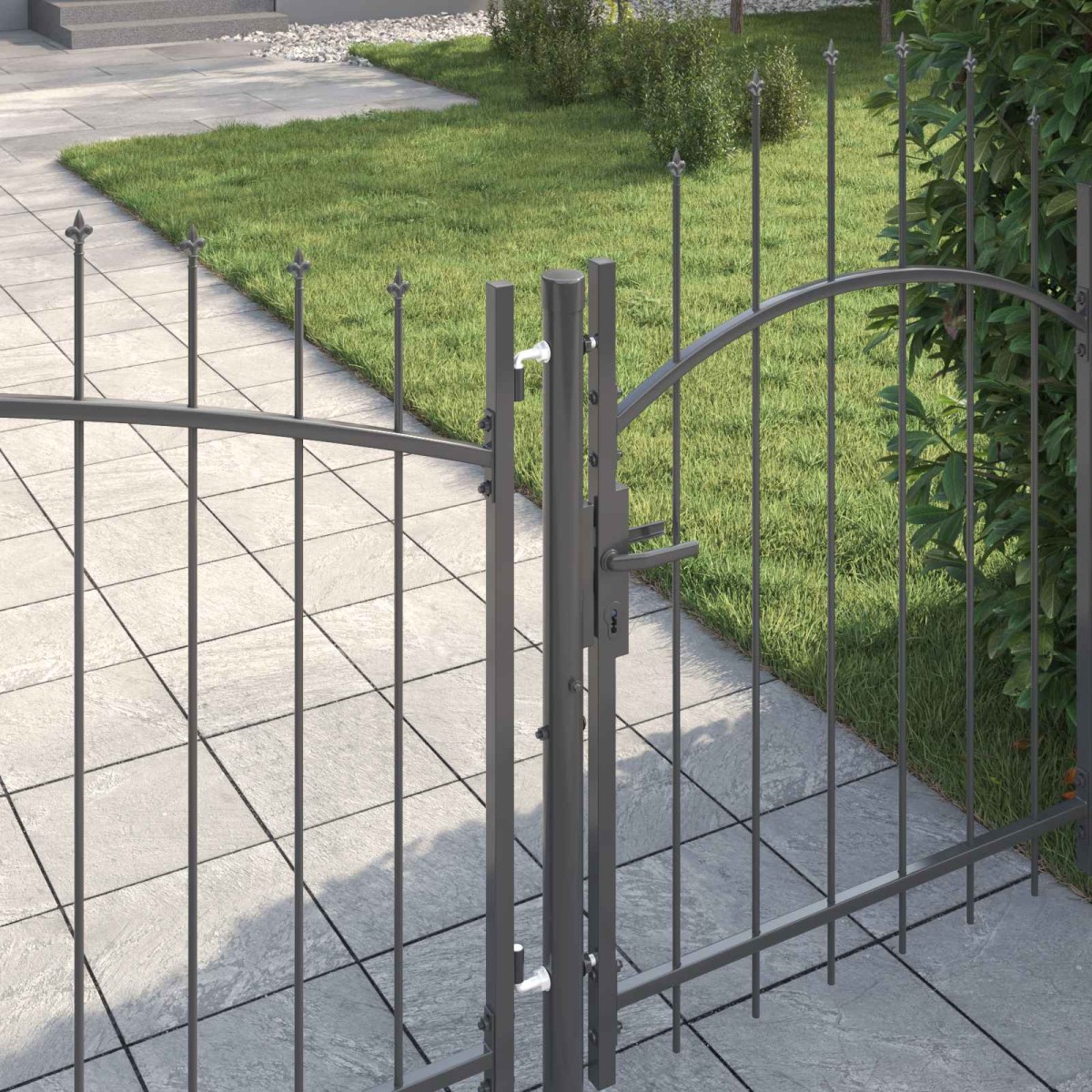 vidaXL Πύλη Κήπου WOERDEN 125 x 500 εκ Ατσάλι Γκρι Κλειδώσιμο