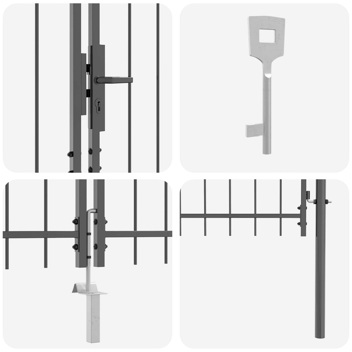 vidaXL Πύλη Κήπου WOERDEN 150 x 500 cm Ατσάλι Γκρι Κλειδώσιμο