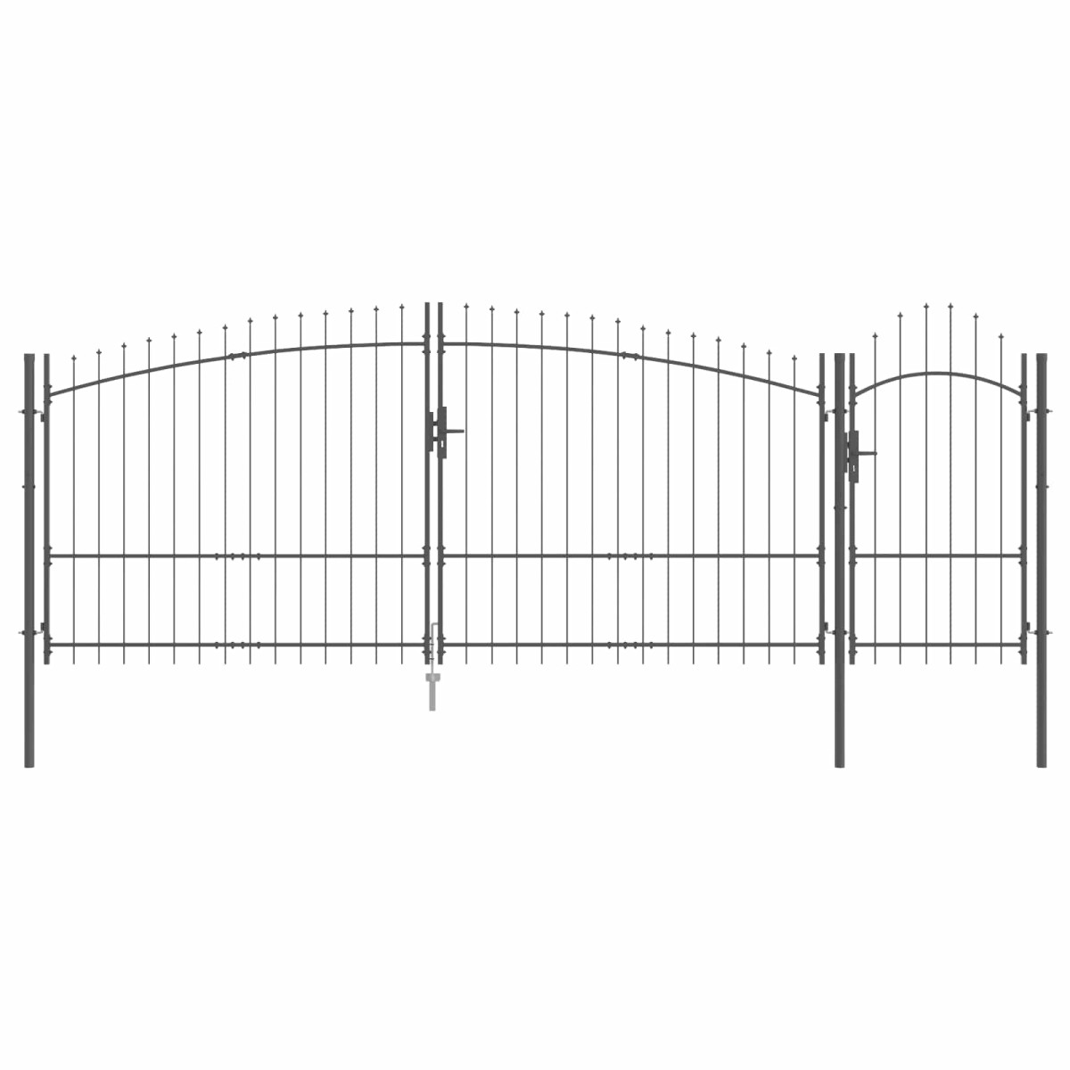 vidaXL Πύλη Κήπου WOERDEN 175 x 500 εκ Ατσάλι Γκρι Κλειδώσιμο