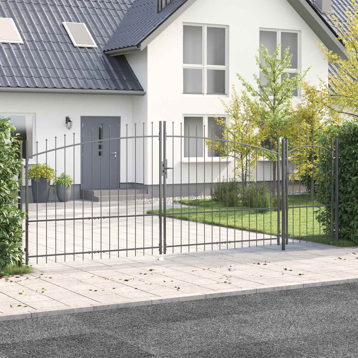 vidaXL Πύλη Κήπου WOERDEN 175 x 500 εκ Ατσάλι Γκρι Κλειδώσιμο