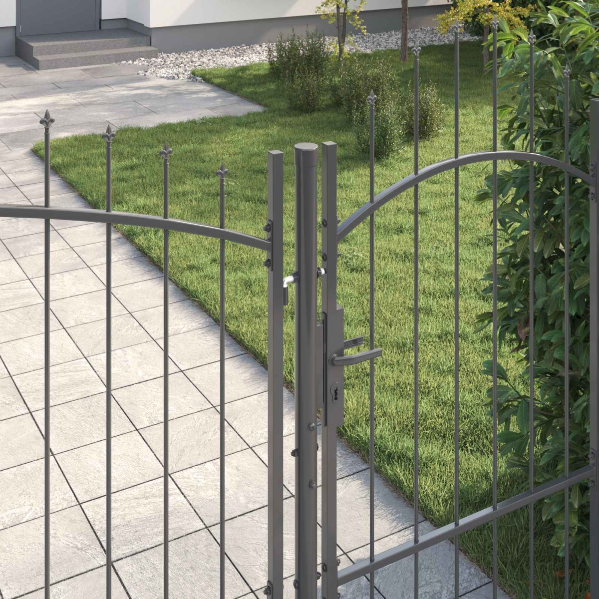 vidaXL Πύλη Κήπου WOERDEN 175 x 500 εκ Ατσάλι Γκρι Κλειδώσιμο