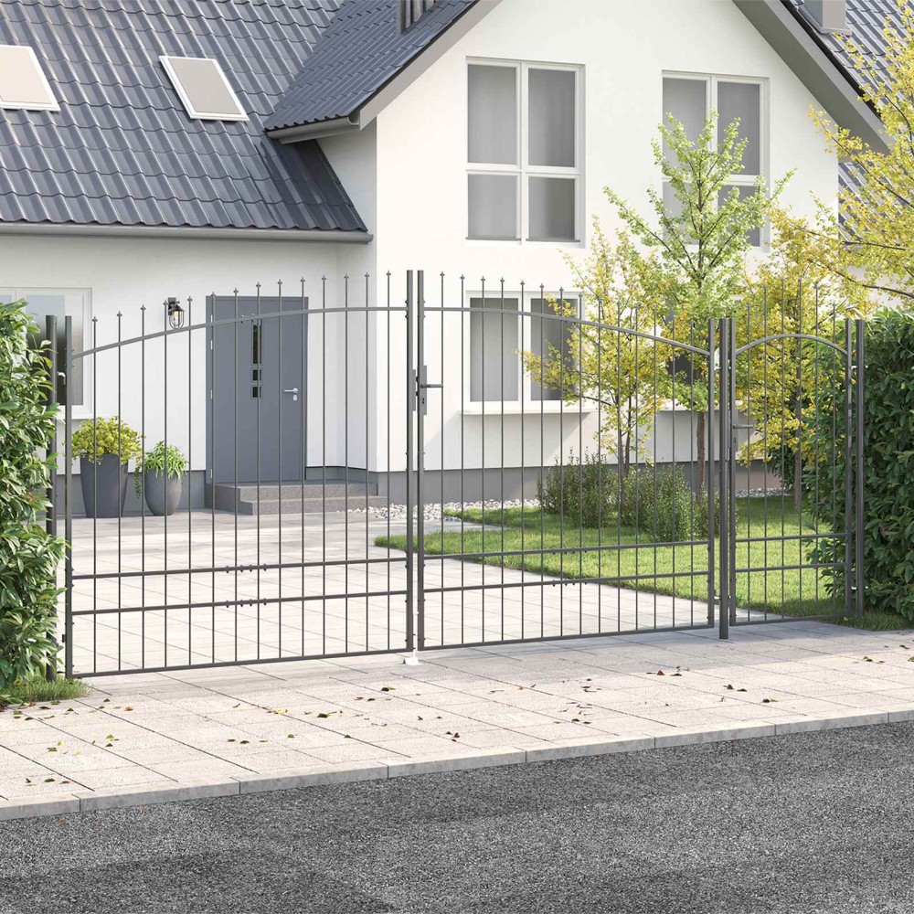 vidaXL Πύλη Κήπου WOERDEN 195 x 500 εκ Ατσάλι Γκρι Κλειδώσιμο