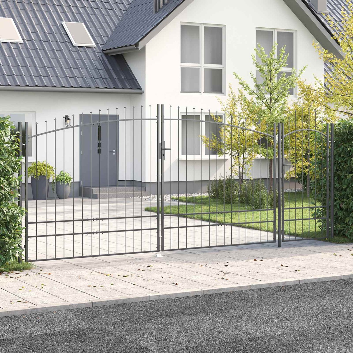 vidaXL Πύλη Κήπου WOERDEN 195 x 500 εκ Ατσάλι Γκρι Κλειδώσιμο