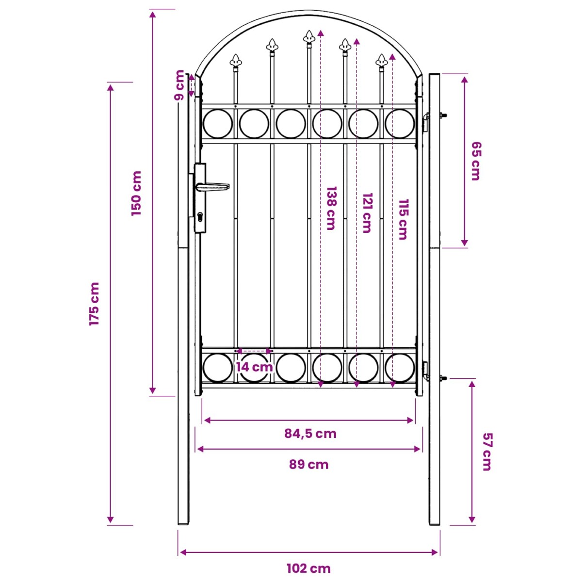vidaXL Πύλη Φράχτη ASSEN 100 x 150 cm Γκρι Κλειδώσιμο