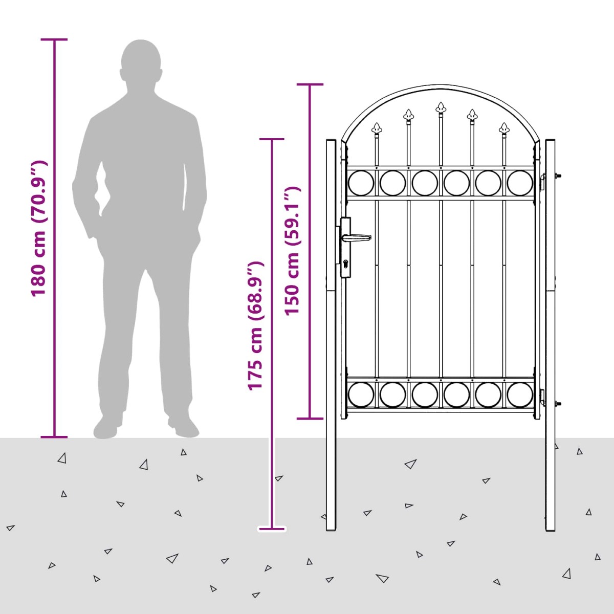 vidaXL Πύλη Φράχτη ASSEN 100 x 150 cm Γκρι Κλειδώσιμο