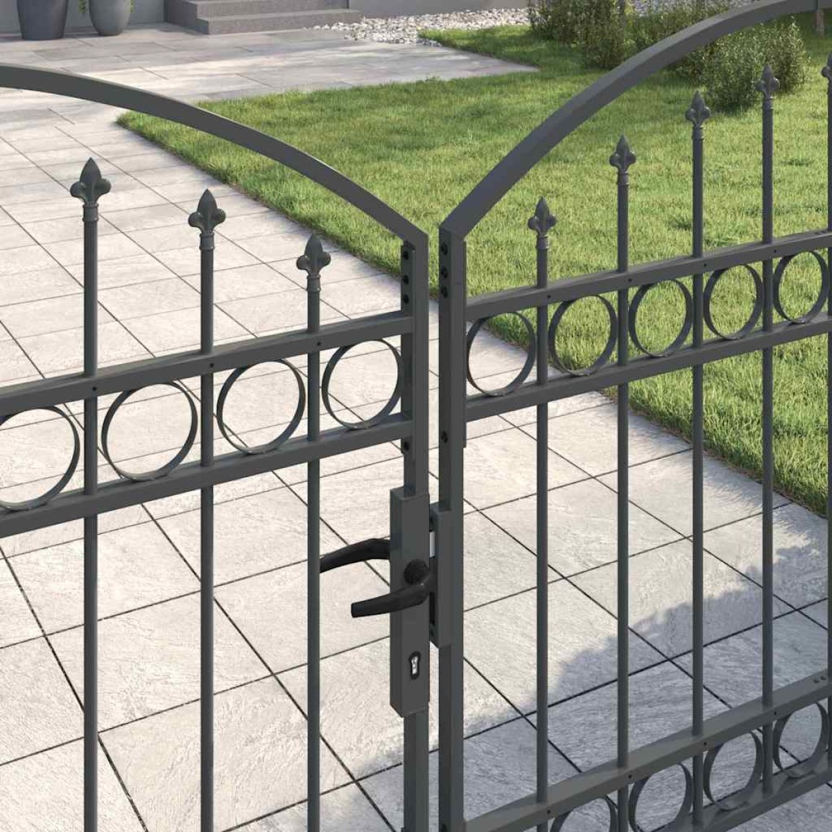 vidaXL Πύλη Φράχτη ASSEN 301 x 175,5 εκ. Ατσάλι Γκρι Κλειδώσιμο