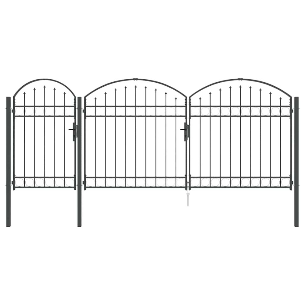 vidaXL Πύλη Κήπου με Καμπύλη Κορυφή ASSEN 400 x 100 cm Ατσάλι Γκρι