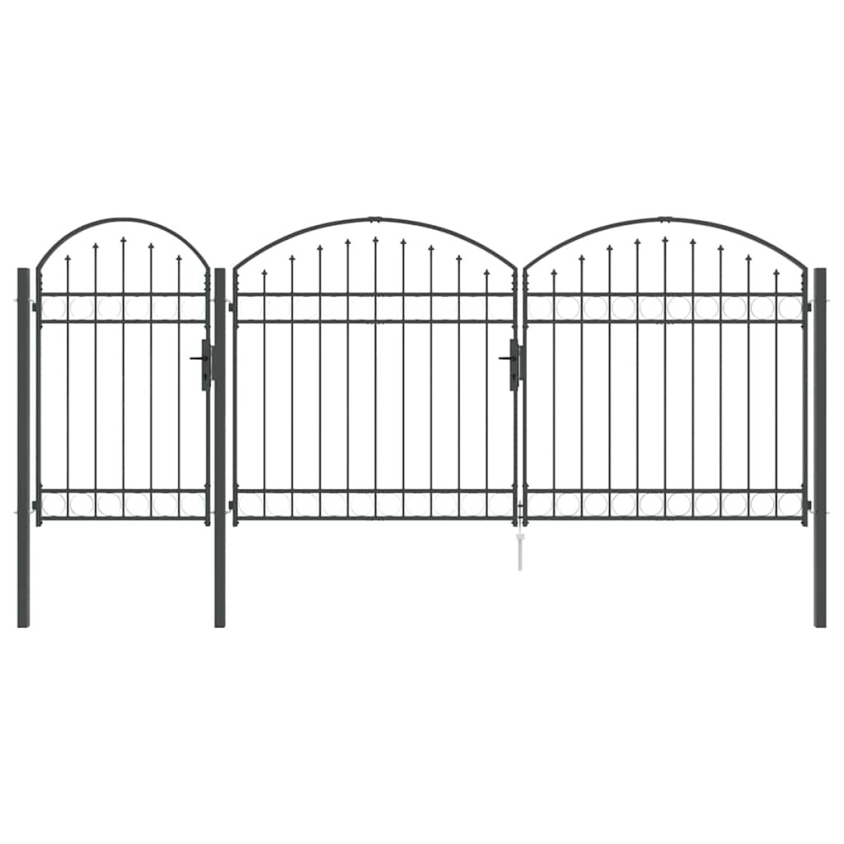 vidaXL Πύλη Κήπου με Καμπύλη Κορυφή ASSEN 400 x 100 cm Ατσάλι Γκρι