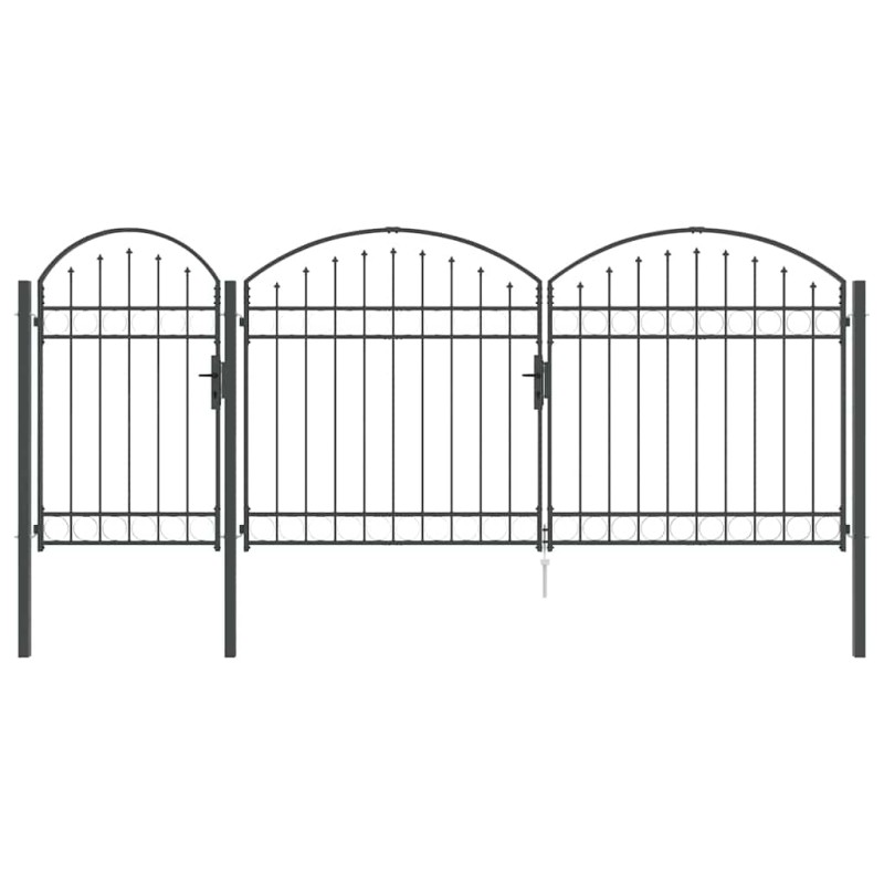 vidaXL Πύλη Κήπου με Καμπύλη Κορυφή ASSEN 400 x 100 cm Ατσάλι Γκρι