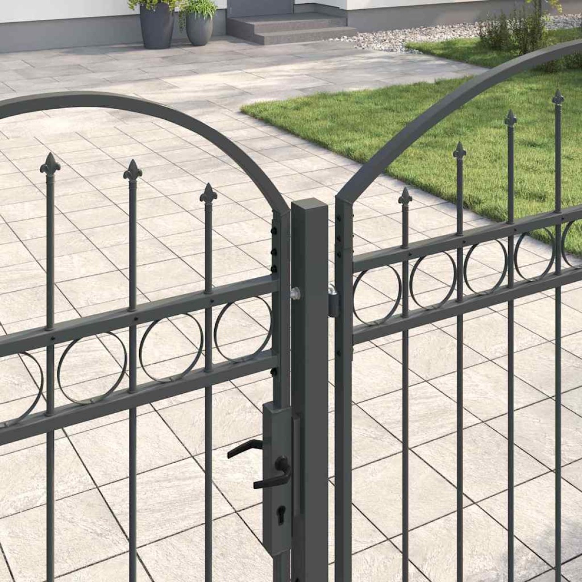 vidaXL Πύλη Κήπου με Καμπύλη Κορυφή ASSEN 400 x 100 cm Ατσάλι Γκρι