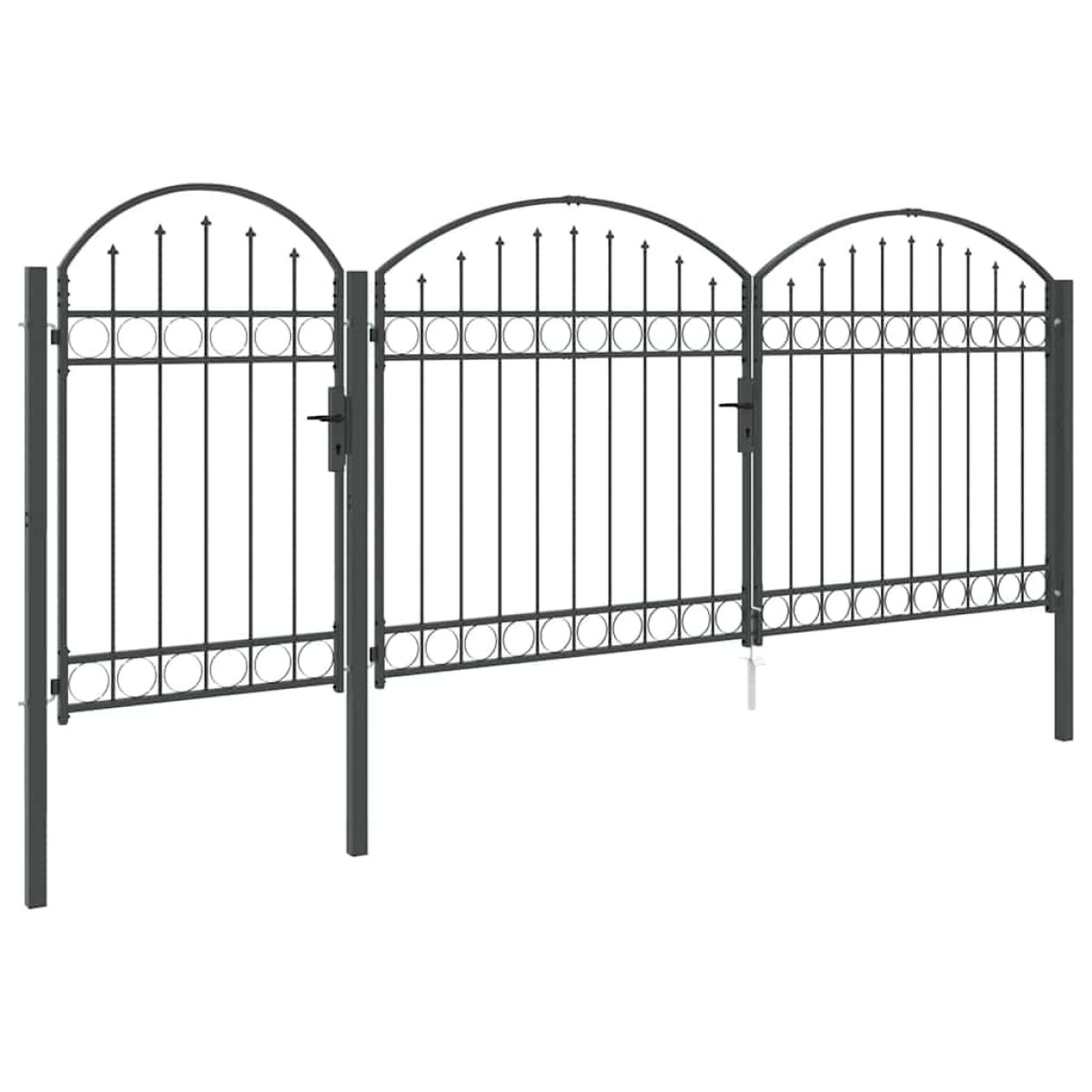 vidaXL Πύλη Κήπου με Καμπύλη Κορυφή ASSEN 400 x 100 cm Ατσάλι Γκρι