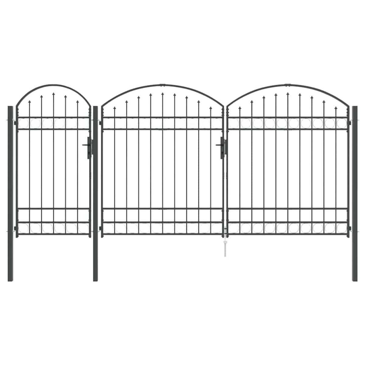 vidaXL Πύλη Κήπου με Καμπύλη Κορυφή ASSEN 400 x 125 cm Ατσάλι Γκρι
