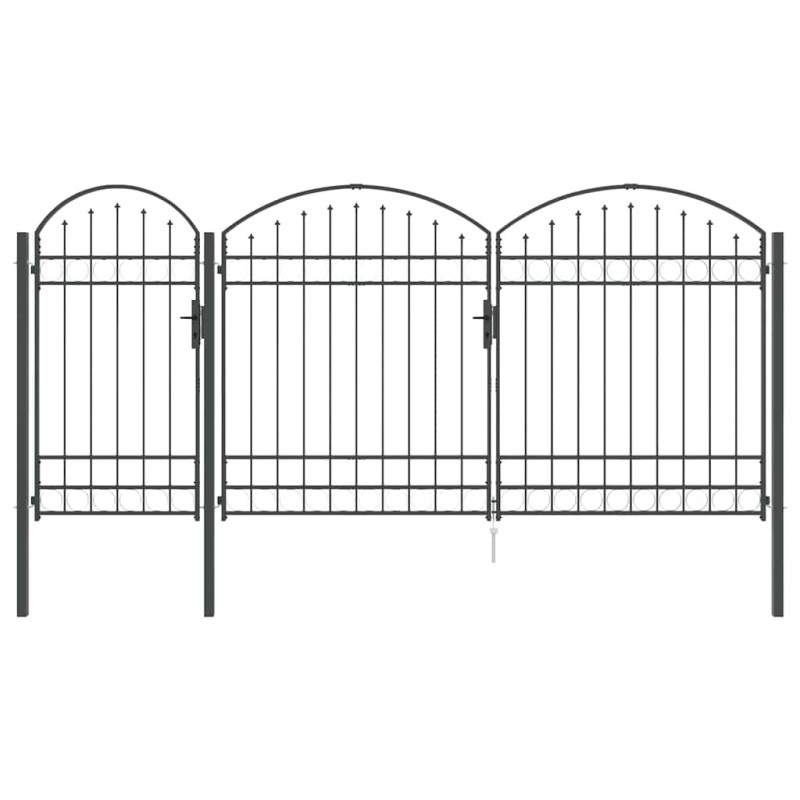 vidaXL Πύλη Κήπου με Καμπύλη Κορυφή ASSEN 400 x 125 cm Ατσάλι Γκρι