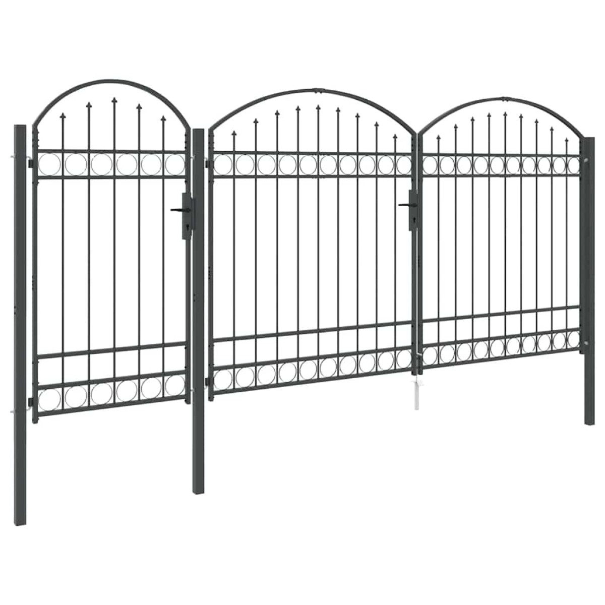 vidaXL Πύλη Κήπου με Καμπύλη Κορυφή ASSEN 400 x 125 cm Ατσάλι Γκρι