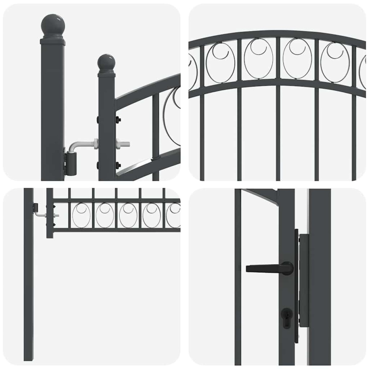vidaXL Πύλη Φράχτη EMMEN 100 x 100 cm Ατσάλι με Επικάλυψη Πούδρας Γκρι