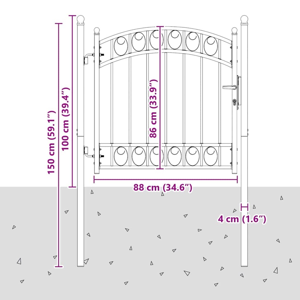 vidaXL Πύλη Φράχτη EMMEN 100 x 100 cm Ατσάλι με Επικάλυψη Πούδρας Γκρι