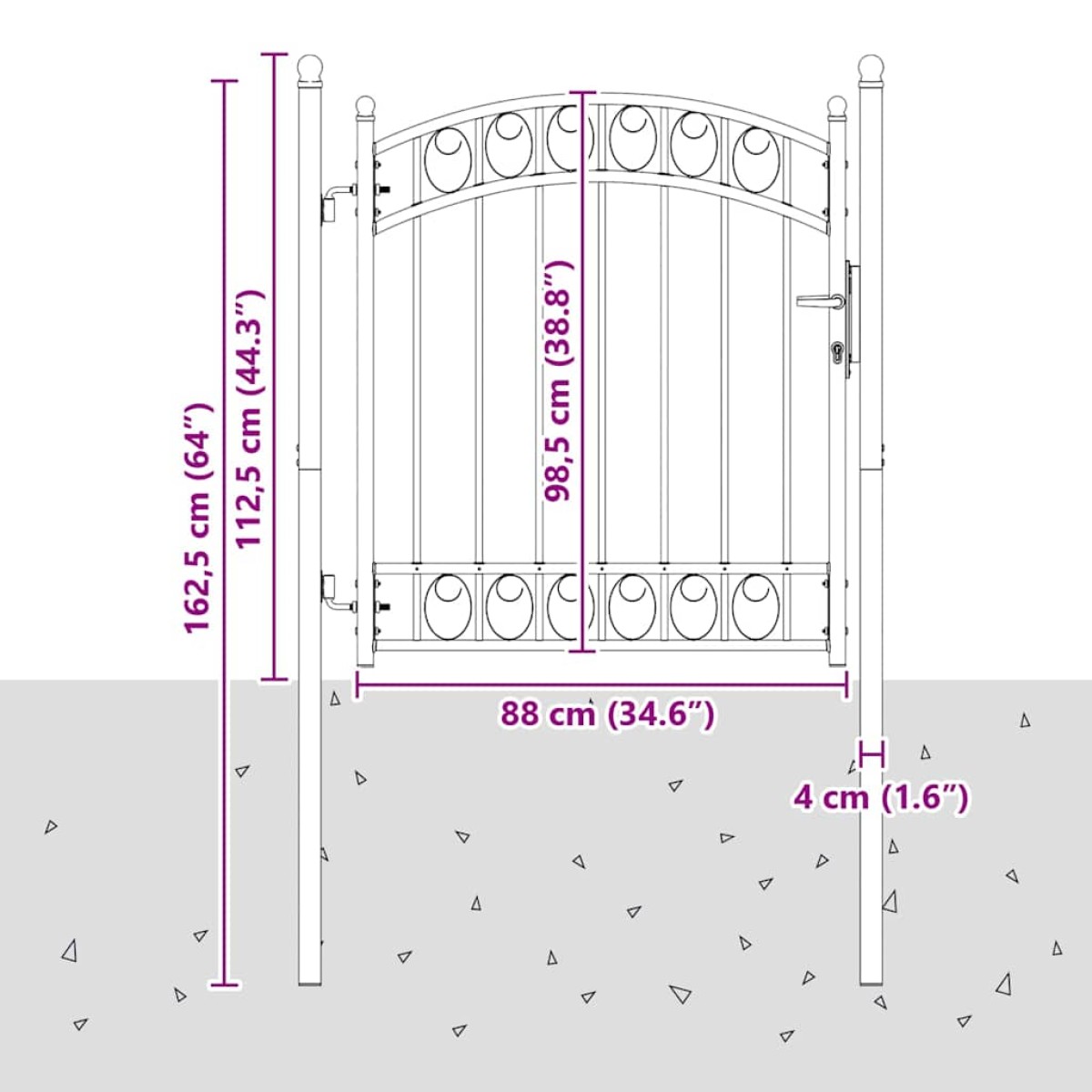 vidaXL Πύλη Φράχτη EMMEN 125 x 100 εκ Ατσάλι με Επικάλυψη Πούδρας Γκρι