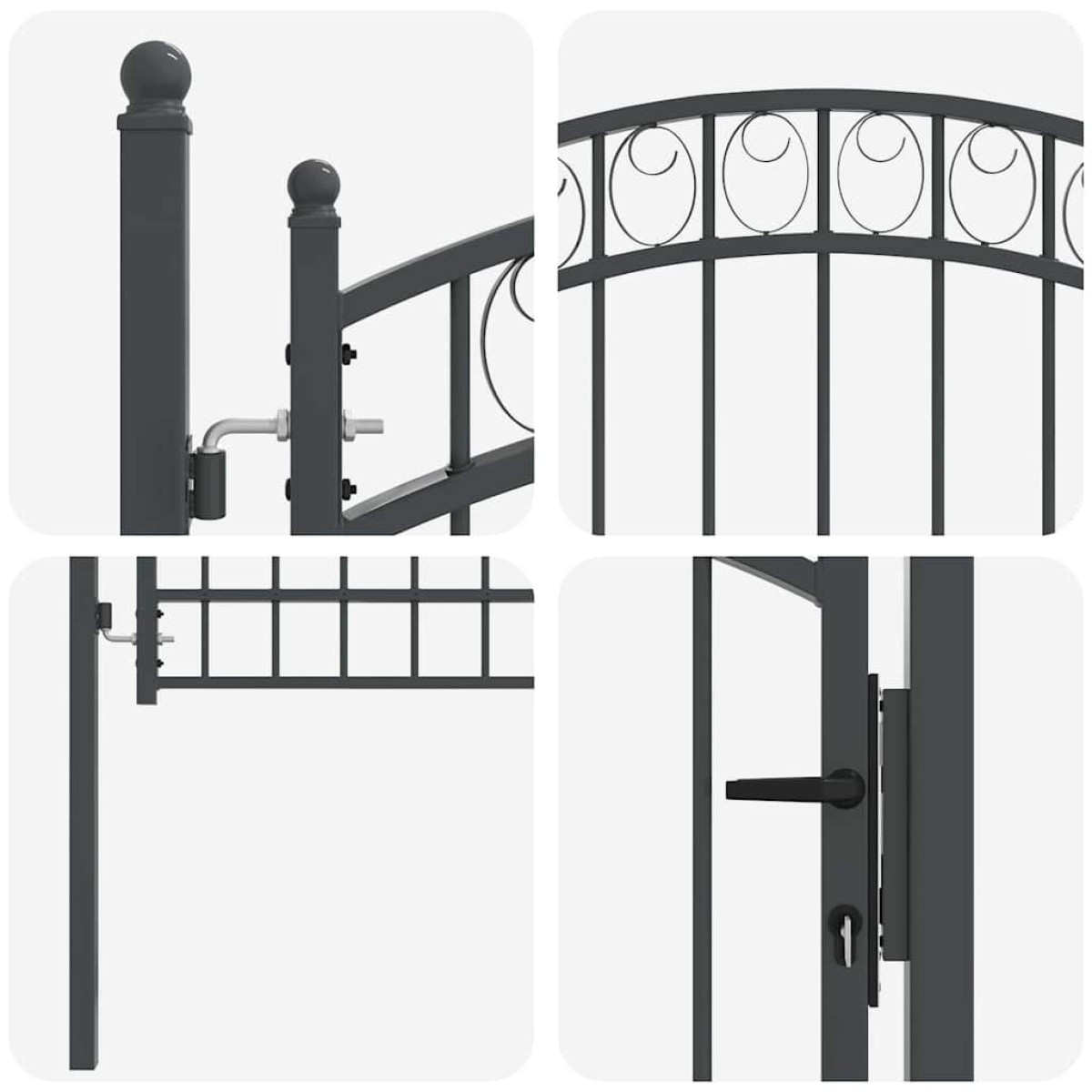 vidaXL Πύλη Φράχτη EMMEN 200 x 100 cm Ατσάλι με Επικάλυψη Πούδρας Γκρι