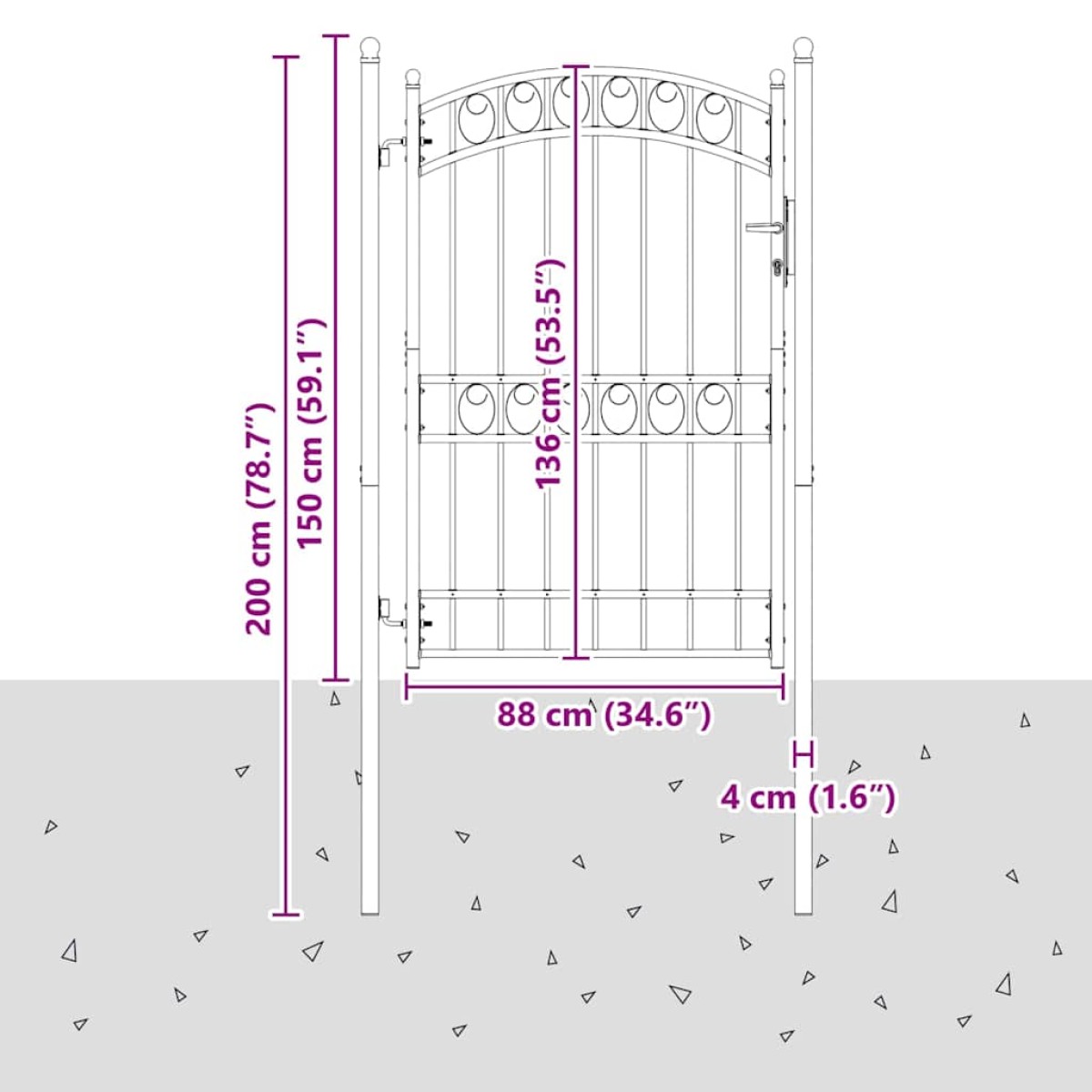 vidaXL Πύλη Φράχτη EMMEN 200 x 100 cm Ατσάλι με Επικάλυψη Πούδρας Γκρι