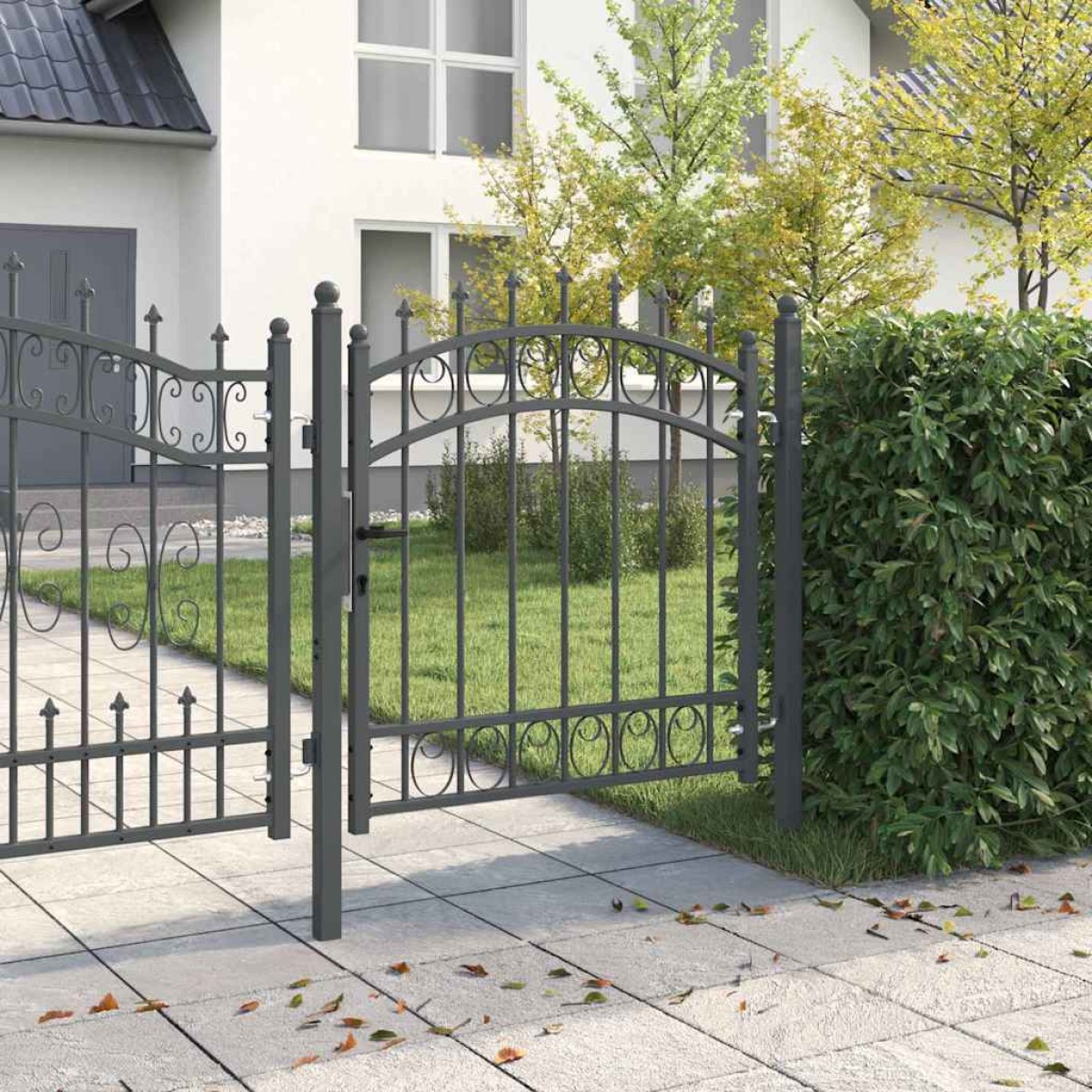 vidaXL Πύλη Φράχτη με Ακίδες EMMEN 100 x 100 cm Γκρι Κλειδώσιμο