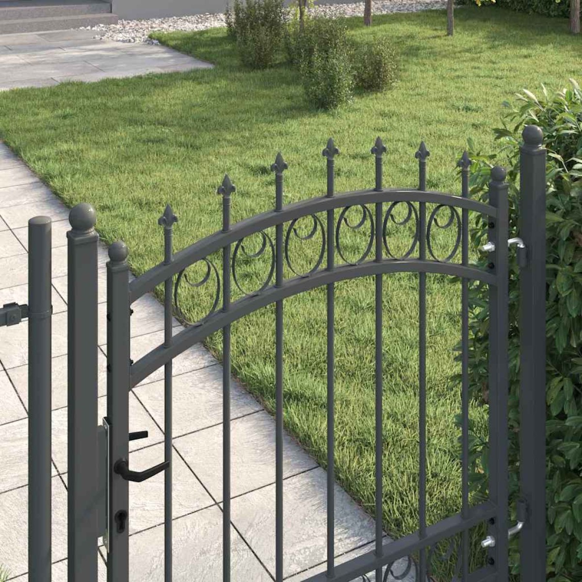 vidaXL Πύλη Φράχτη με Ακίδες EMMEN 100 x 100 cm Γκρι Κλειδώσιμο
