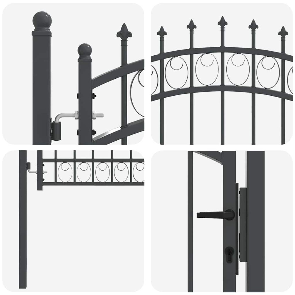vidaXL Πύλη Φράχτη με Ακίδες EMMEN 100 x 100 cm Γκρι Κλειδώσιμο