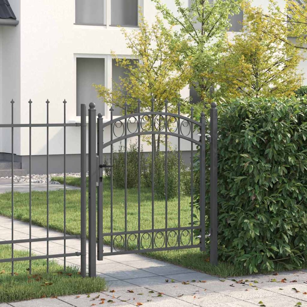 vidaXL Πύλη Φράχτη με Ακίδες EMMEN 125 x 100 εκ Γκρι Κλειδώσιμο