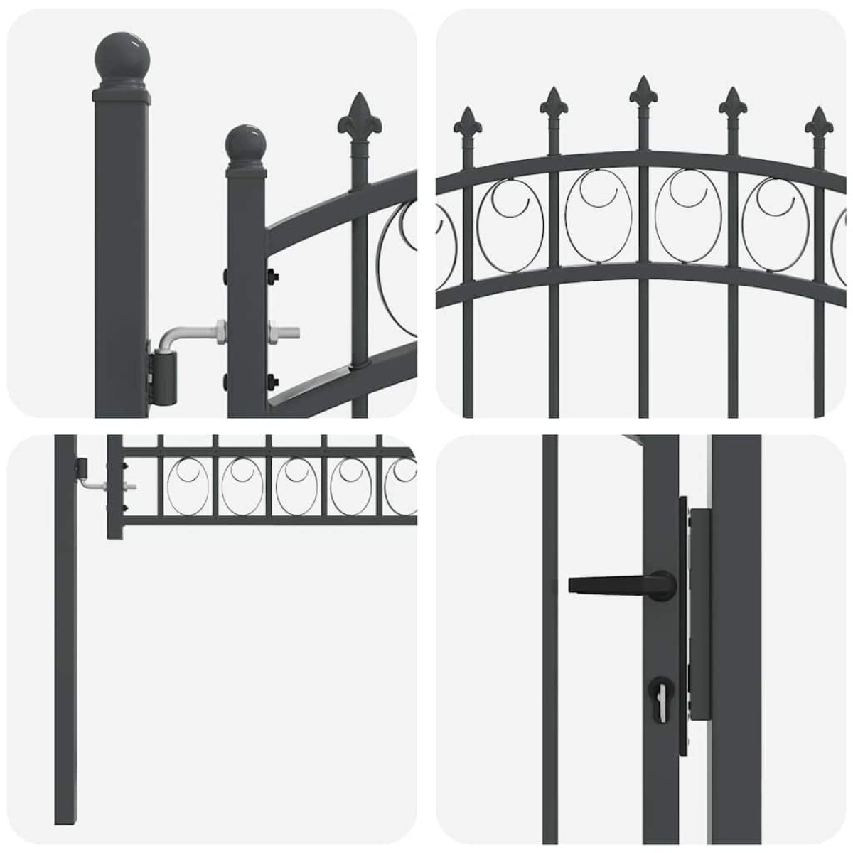 vidaXL Πύλη Φράχτη με Ακίδες EMMEN 150 x 100 cm Γκρι Κλειδώσιμο