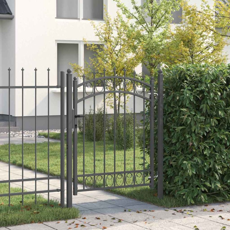vidaXL Πύλη Φράχτη με Ακίδες EMMEN 150 x 100 cm Γκρι Κλειδώσιμο