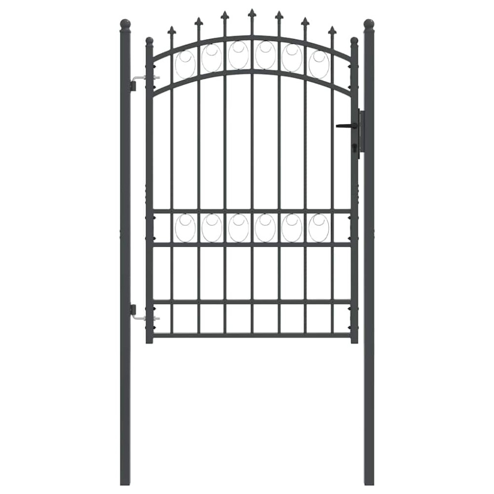 vidaXL Πύλη Φράχτη με Ακίδες EMMEN 170 x 100 εκ. Γκρι Κλειδώσιμο