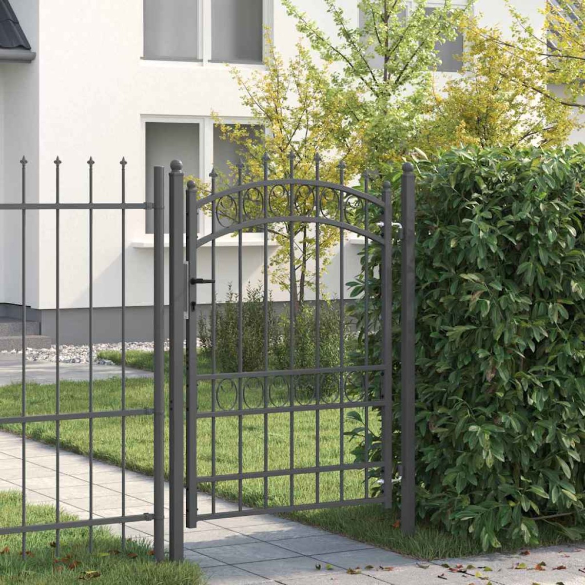 vidaXL Πύλη Φράχτη με Ακίδες EMMEN 170 x 100 εκ. Γκρι Κλειδώσιμο