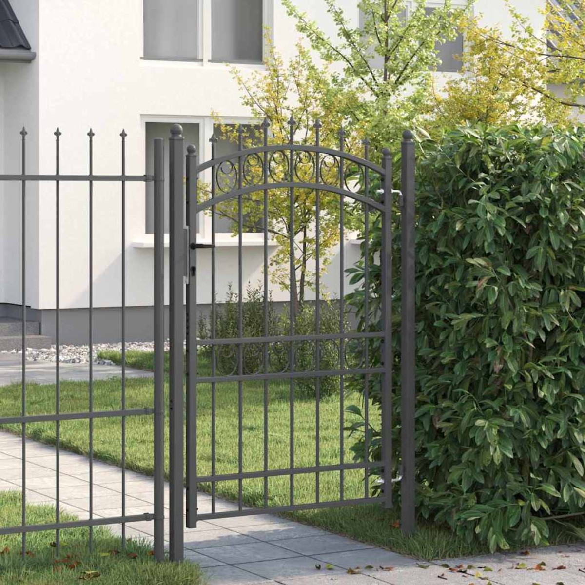 vidaXL Πύλη Φράχτη με Ακίδες EMMEN 200 x 100 cm Γκρι Κλειδώσιμο